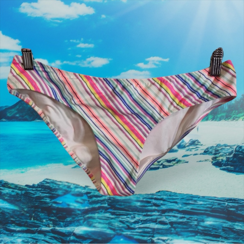 Victoria's Secret Multicolor Cheeky Striped Bikini Bottom NWOT Size Medium